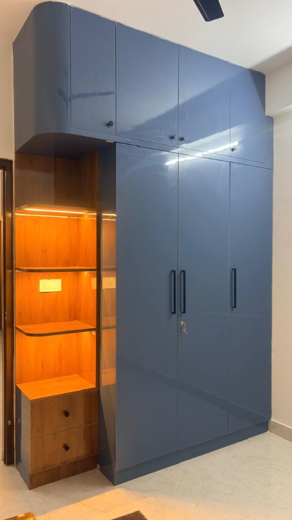 Floor-to-Ceiling Slate Blue Wardrobe
